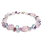 lavender amethyst,rainbow fluorite necklace