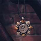Tibetan silver, om mani pad mai hum amulet necklace