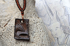 Zodiac wood carving necklace-Rat